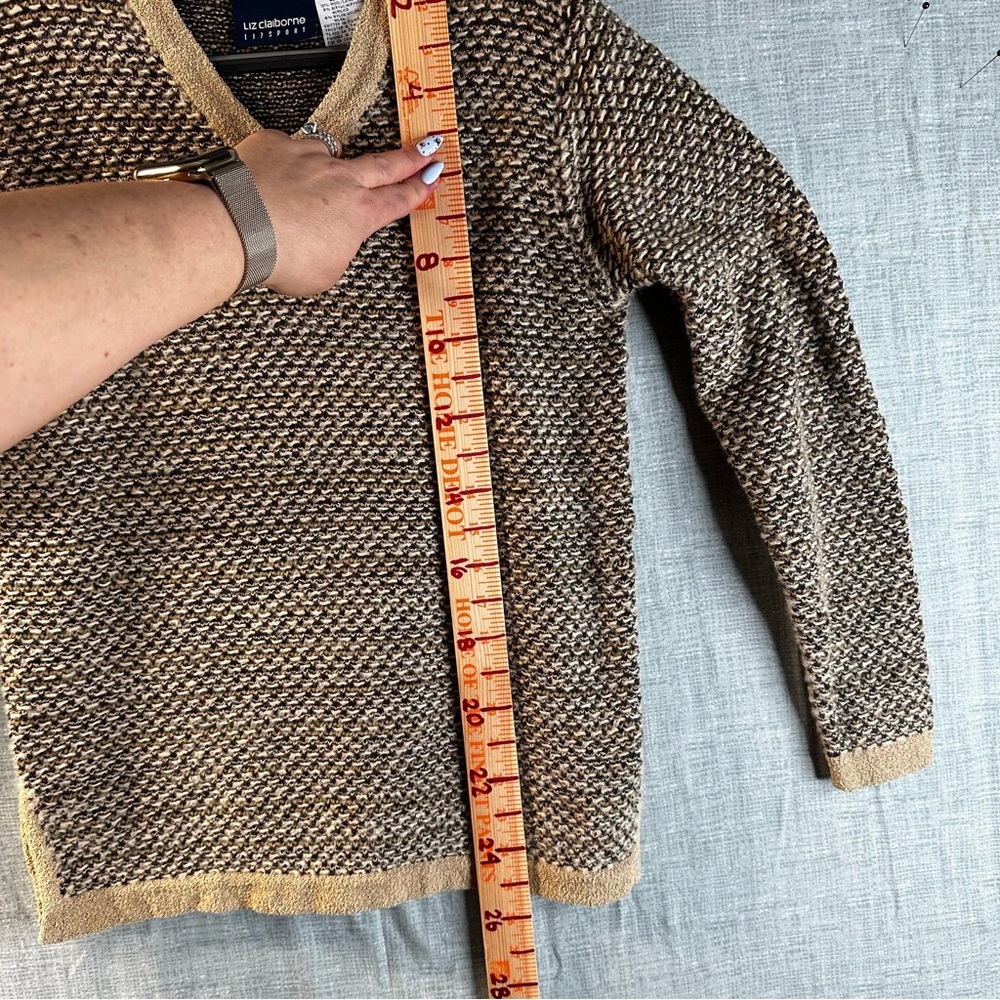 Liz Claiborne Lizsport Chunky Knit V-Neck Sweater Earth Tones Vintage Small S - Picture 11 of 11